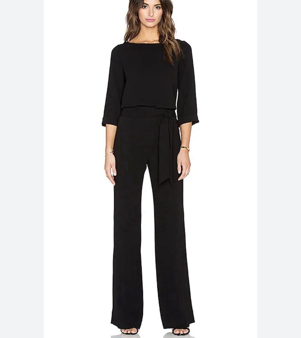 DVF Gwynne Career Old Money Formal Jumpsuit Quiet Luxury Sz 0 No Belt MSRP $548